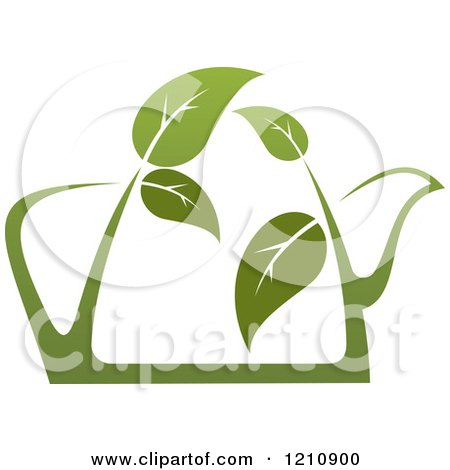 Clipart of a Pot of Green Tea with Leaves 5 - Royalty Free Vector Illustration by Vector Tradition SM