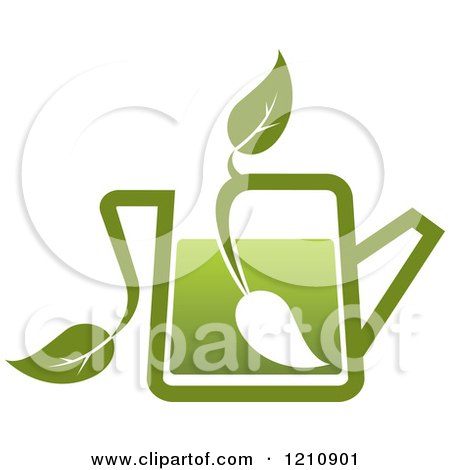 Clipart of a Pot of Green Tea with Leaves 6 - Royalty Free Vector Illustration by Vector Tradition SM