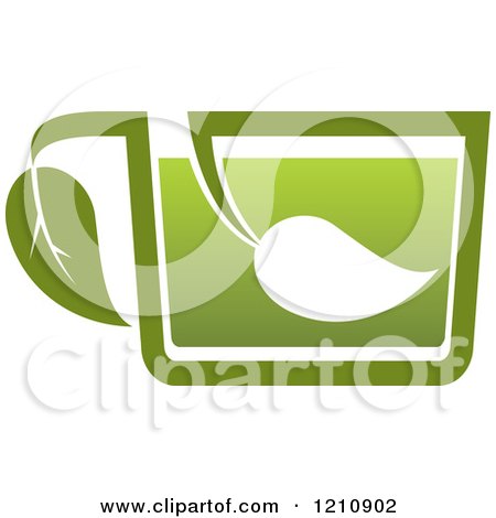 Clipart of a Cup of Green Tea or Coffee and Leaves 2 - Royalty Free Vector Illustration by Vector Tradition SM