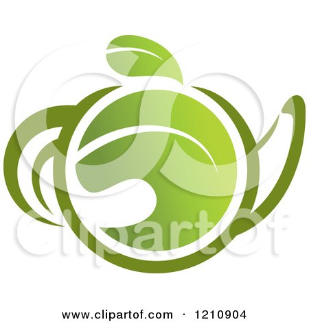 Clipart of a Pot of Green Tea with Leaves 7 - Royalty Free Vector Illustration by Vector Tradition SM