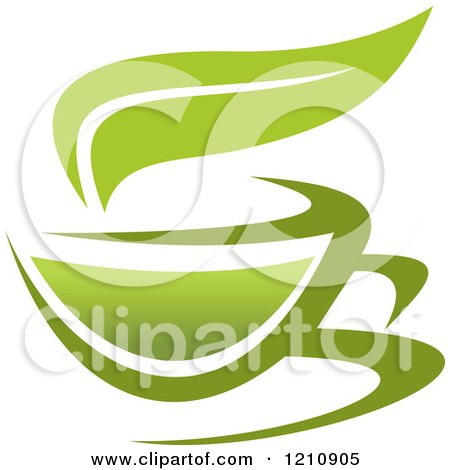 Clipart of a Cup of Green Tea or Coffee and a Leaf 5 - Royalty Free Vector Illustration by Vector Tradition SM