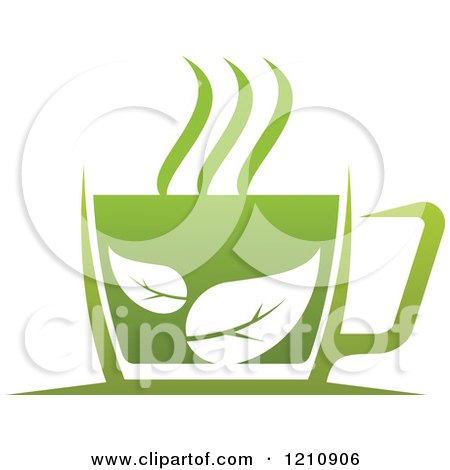 Clipart of a Cup of Green Tea or Coffee and Leaves - Royalty Free Vector Illustration by Vector Tradition SM