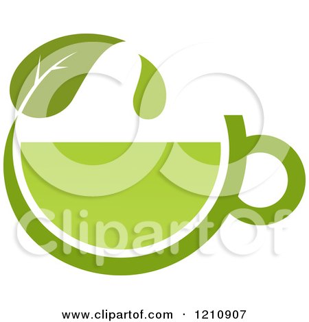 Clipart of a Cup of Green Tea or Coffee and a Leaf 4 - Royalty Free Vector Illustration by Vector Tradition SM