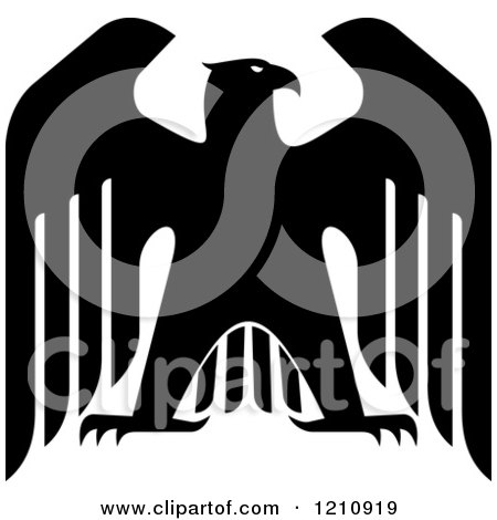 Clipart of a Black and White Heraldic Eagle 11 - Royalty Free Vector Illustration by Vector Tradition SM