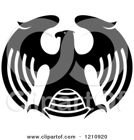 Clipart of a Black and White Heraldic Eagle 10 - Royalty Free Vector Illustration by Vector Tradition SM