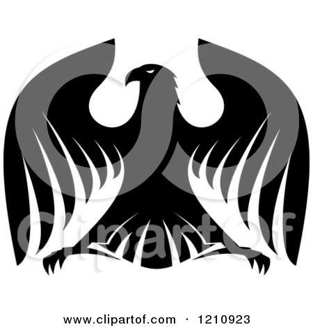 Clipart of a Black and White Heraldic Eagle 8 - Royalty Free Vector Illustration by Vector Tradition SM
