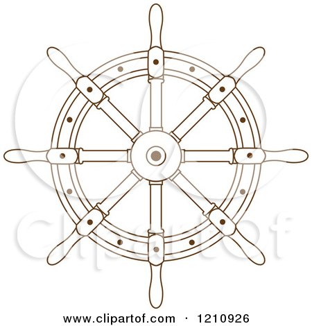 Clipart of a Brown Ship Steering Wheel Helm 4 - Royalty Free Vector Illustration by Vector Tradition SM