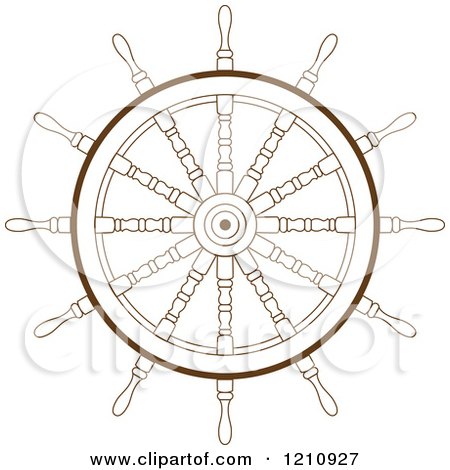 Clipart of a Brown Ship Steering Wheel Helm 3 - Royalty Free Vector Illustration by Vector Tradition SM