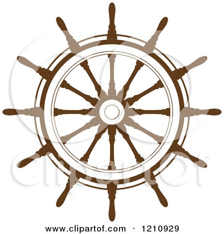 Clipart of a Brown Ship Steering Wheel Helm - Royalty Free Vector Illustration by Vector Tradition SM