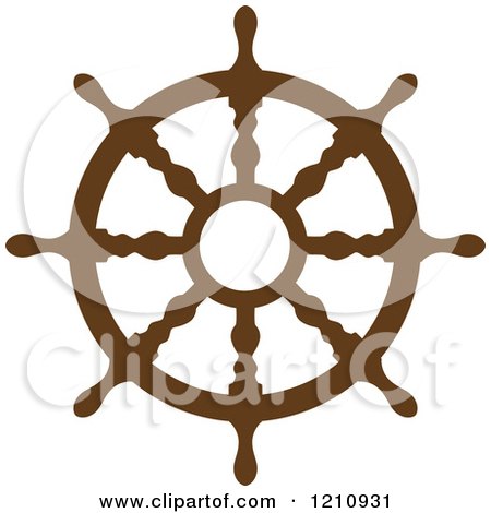 Clipart of a Brown Ship Steering Wheel Helm 8 - Royalty Free Vector Illustration by Vector Tradition SM