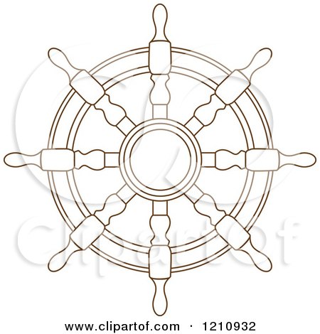 Clipart of a Brown Ship Steering Wheel Helm 6 - Royalty Free Vector Illustration by Vector Tradition SM