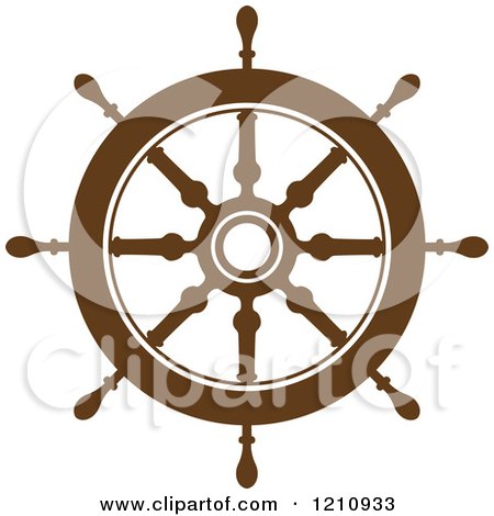 Clipart of a Brown Ship Steering Wheel Helm 7 - Royalty Free Vector Illustration by Vector Tradition SM
