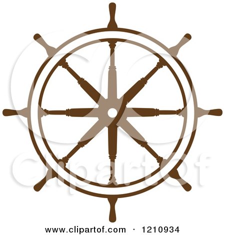 Clipart of a Brown Ship Steering Wheel Helm 5 - Royalty Free Vector Illustration by Vector Tradition SM