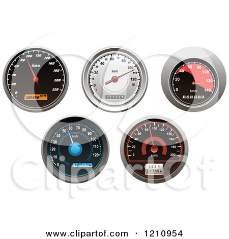Clipart of Vehicle Speedometers - Royalty Free Vector Illustration by Vector Tradition SM