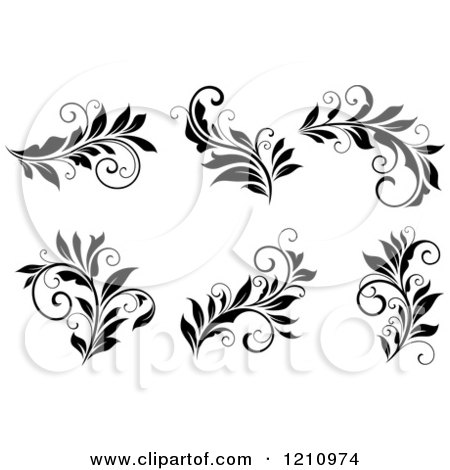 Clipart of Black and White Flourish Designs 2 - Royalty Free Vector Illustration by Vector Tradition SM