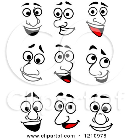 Clipart of Faces with Different Expressions - Royalty Free Vector Illustration by Vector Tradition SM