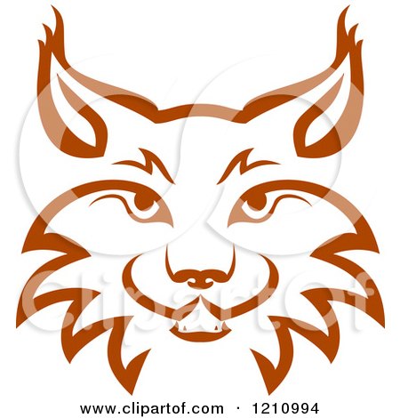 Clipart of a Brown Bobcat Face 3 - Royalty Free Vector Illustration by Vector Tradition SM
