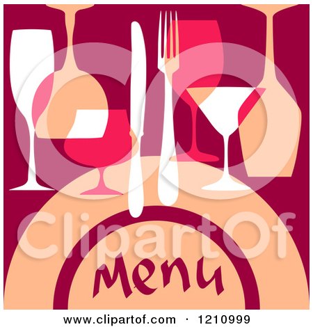 Clipart of a Menu Cover with Cutlery and Glasses - Royalty Free Vector Illustration by Vector Tradition SM