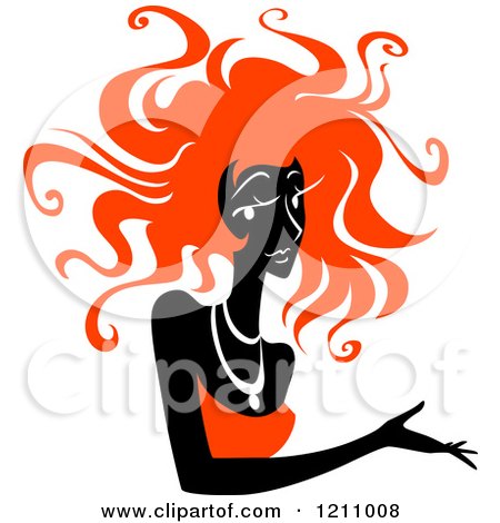 Clipart of a Woman with Wild Red Hair - Royalty Free Vector Illustration by Vector Tradition SM