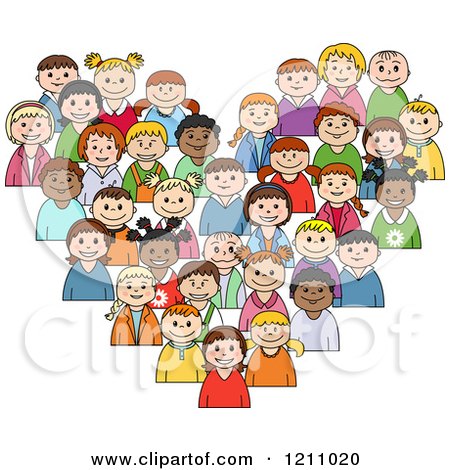 Clipart of a Heart Made of Diverse Children 3 - Royalty Free Vector Illustration by Vector Tradition SM