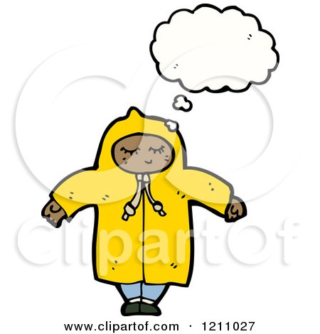 Cartoon of a Child in a Hoodie Thinking - Royalty Free Vector Illustration by lineartestpilot