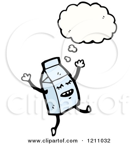 Cartoon of a Milk Container Thinking - Royalty Free Vector Illustration by lineartestpilot
