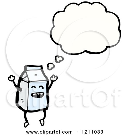 Cartoon of a Milk Container Thinking - Royalty Free Vector Illustration by lineartestpilot