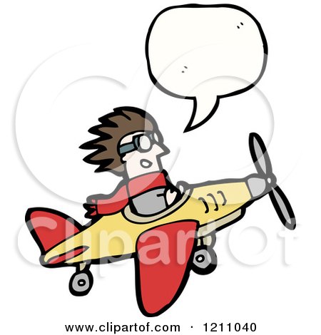 Cartoon of a Plane and Pilot Speaking - Royalty Free Vector Illustration by lineartestpilot