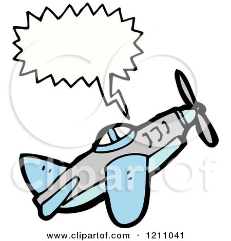 Cartoon of a Plane Speaking - Royalty Free Vector Illustration by lineartestpilot