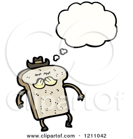 Cartoon of a Bread Slice Thinking - Royalty Free Vector Illustration by lineartestpilot