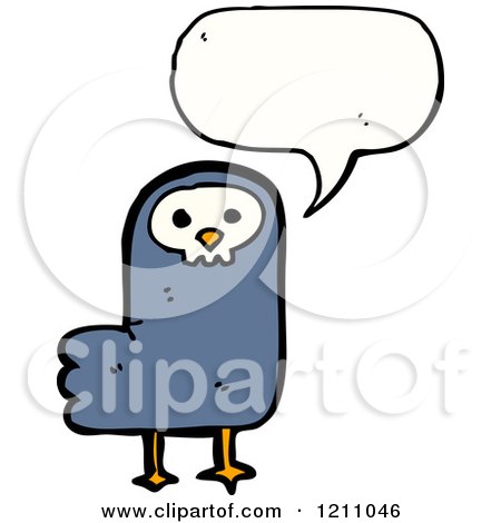 Cartoon of a Skull Bird Speaking - Royalty Free Vector Illustration by lineartestpilot