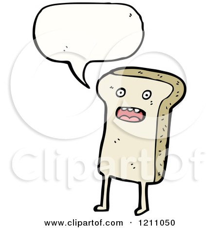 Cartoon of a Bread Slice Speaking - Royalty Free Vector Illustration by lineartestpilot