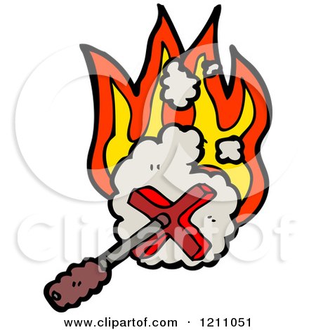 Cartoon of a Hot Flaming Branding Iron - Royalty Free Vector Illustration by lineartestpilot