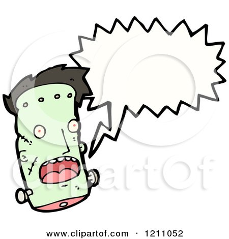 Cartoon of a Frankenstein Head Thinking - Royalty Free Vector Illustration by lineartestpilot
