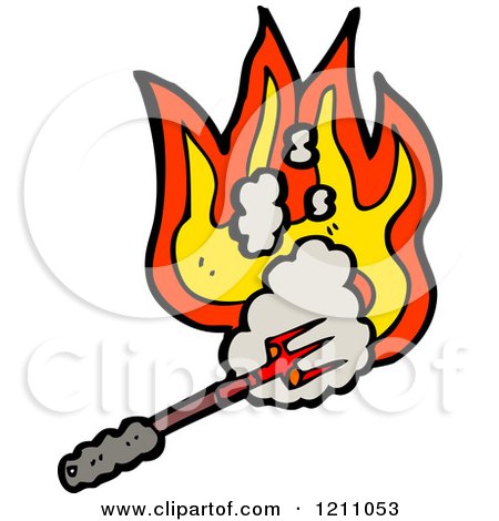 Cartoon of a Hot Flaming Branding Iron - Royalty Free Vector Illustration by lineartestpilot