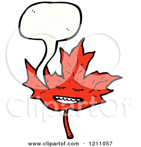 Cartoon of a Red Maple Leaf Speaking - Royalty Free Vector Illustration by lineartestpilot