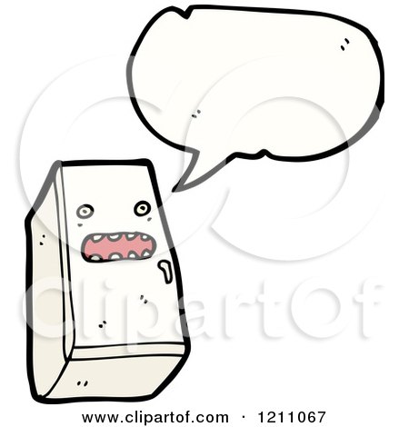 Cartoon of a Speaking Fridge - Royalty Free Vector Illustration by lineartestpilot