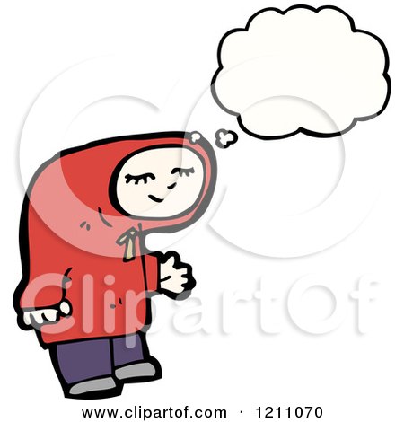 Cartoon of a Child in a Hoodie Thinking - Royalty Free Vector Illustration by lineartestpilot