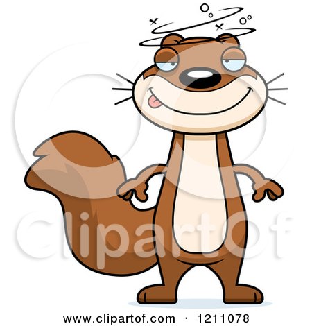 Cartoon of a Drunk Slim Squirrel - Royalty Free Vector Clipart by Cory Thoman