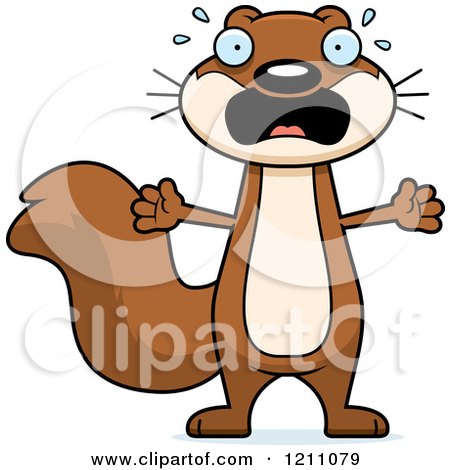 Cartoon of a Scared Slim Squirrel - Royalty Free Vector Clipart by Cory Thoman