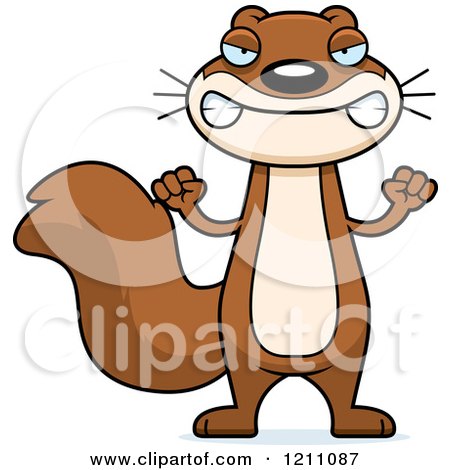 Cartoon of a Mad Slim Squirrel - Royalty Free Vector Clipart by Cory Thoman