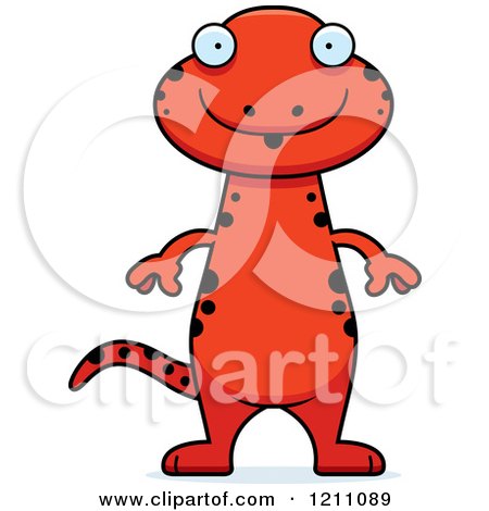 Cartoon of a Surprised Slim Red Salamander - Royalty Free Vector Clipart by Cory Thoman