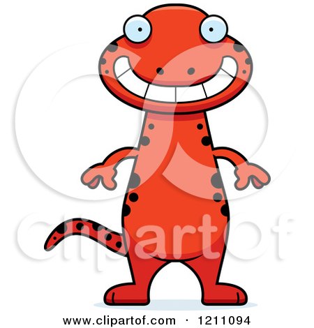 Cartoon of a Grinning Slim Red Salamander - Royalty Free Vector Clipart by Cory Thoman