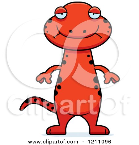 Cartoon of a Depressed Slim Red Salamander - Royalty Free Vector Clipart by Cory Thoman