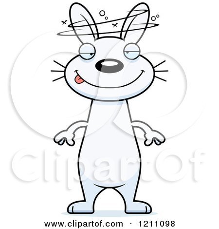 Cartoon of a Drunk Slim White Rabbit - Royalty Free Vector Clipart by Cory Thoman