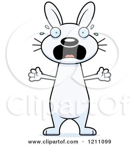 Cartoon of a Scared Slim White Rabbit - Royalty Free Vector Clipart by Cory Thoman