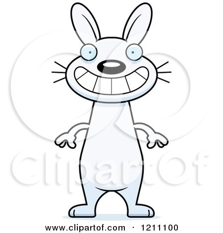 Cartoon of a Grinning Slim White Rabbit - Royalty Free Vector Clipart by Cory Thoman