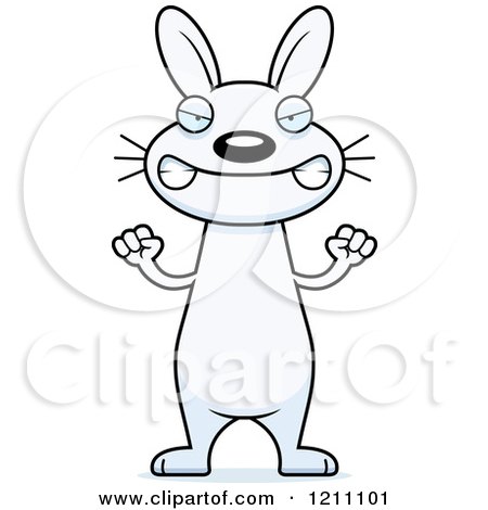 Cartoon of a Mad Slim White Rabbit - Royalty Free Vector Clipart by Cory Thoman