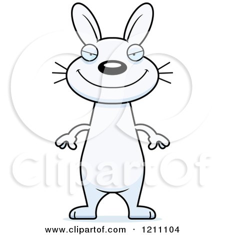 Cartoon of a Sly Slim White Rabbit - Royalty Free Vector Clipart by Cory Thoman