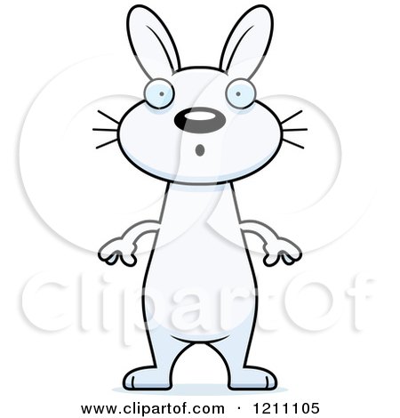 Cartoon of a Surprised Slim White Rabbit - Royalty Free Vector Clipart by Cory Thoman